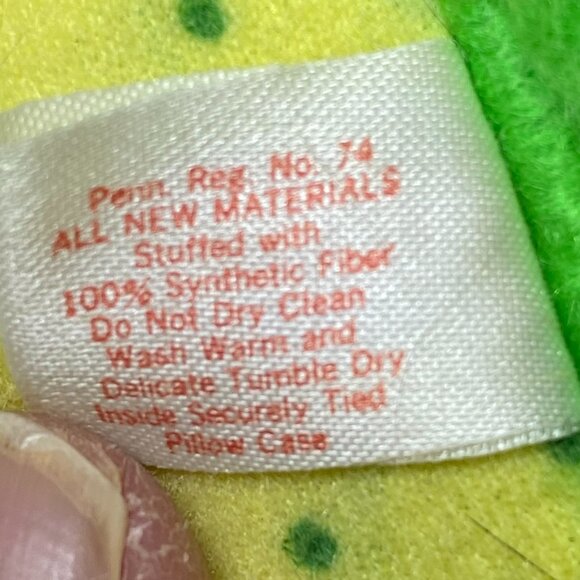 KENNER Green/Yellow Tea Time Turtle Plush Strawberry Shortcake 1981 ~7in - Picture 14 of 16